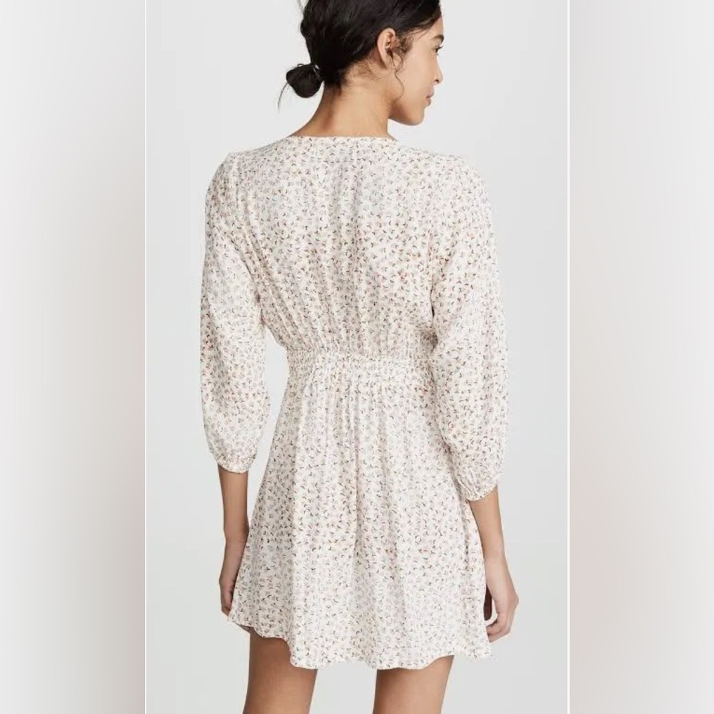 Faithfull The Brand Trinidad Mini Dress Rae Pink Ditzy Floral Tie Front Cut Out - Picture 2 of 16